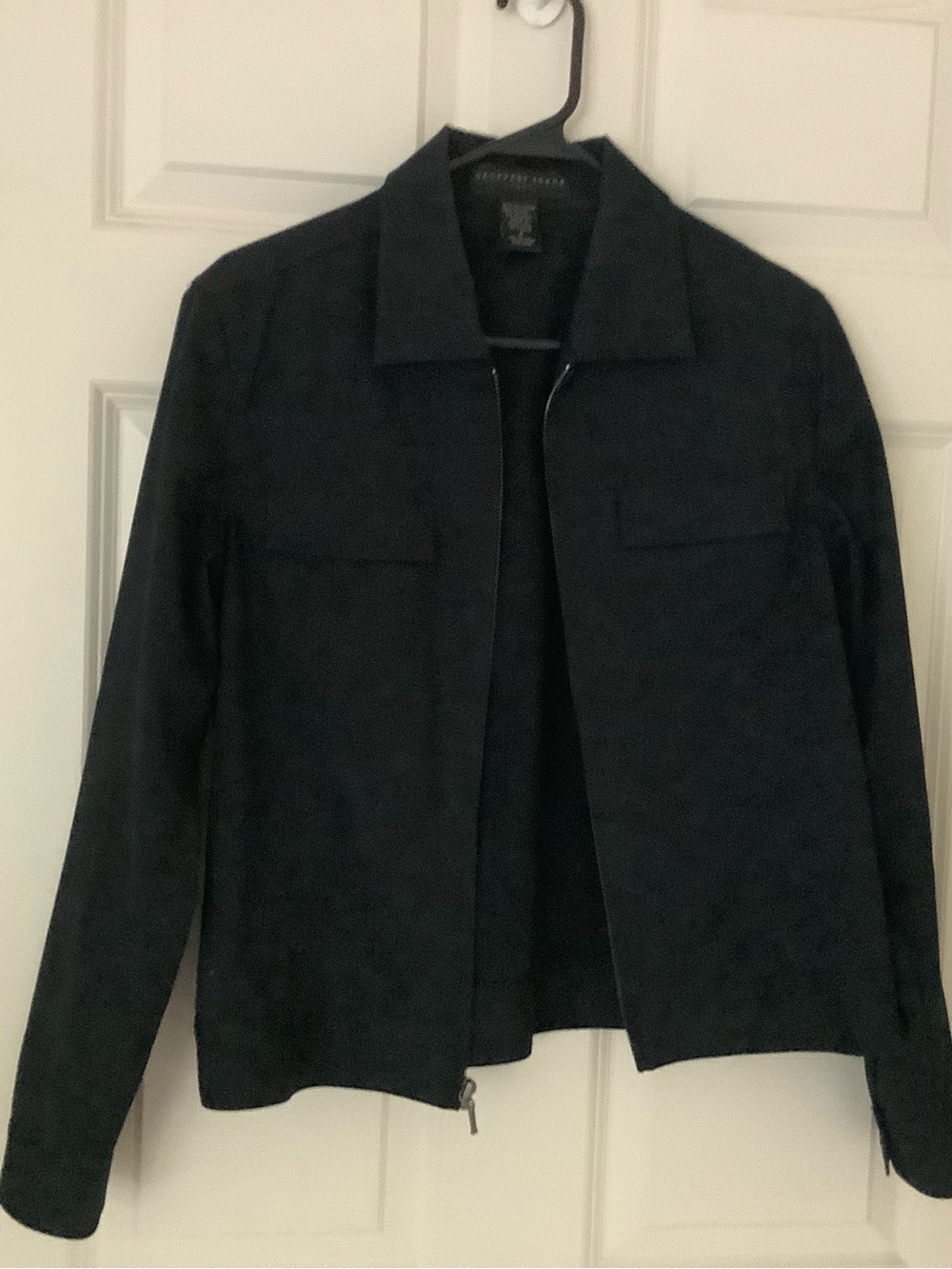 Geoffrey Beene Black Zip-Front Suede Jacket